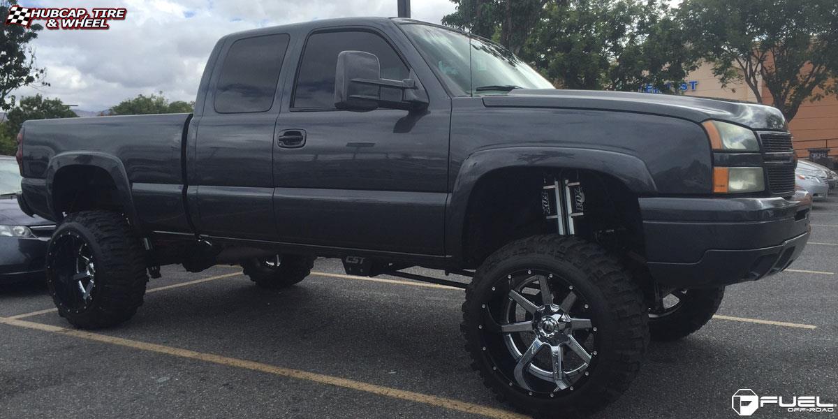 vehicle gallery/chevrolet silverado 2500 hd fuel maverick d260 22X14  Chrome with Gloss Black Lip wheels and rims