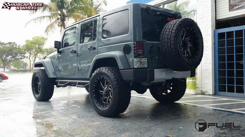 vehicle gallery/jeep wrangler fuel renegade d265 20X10  Black & milled center, gloss black outer wheels and rims