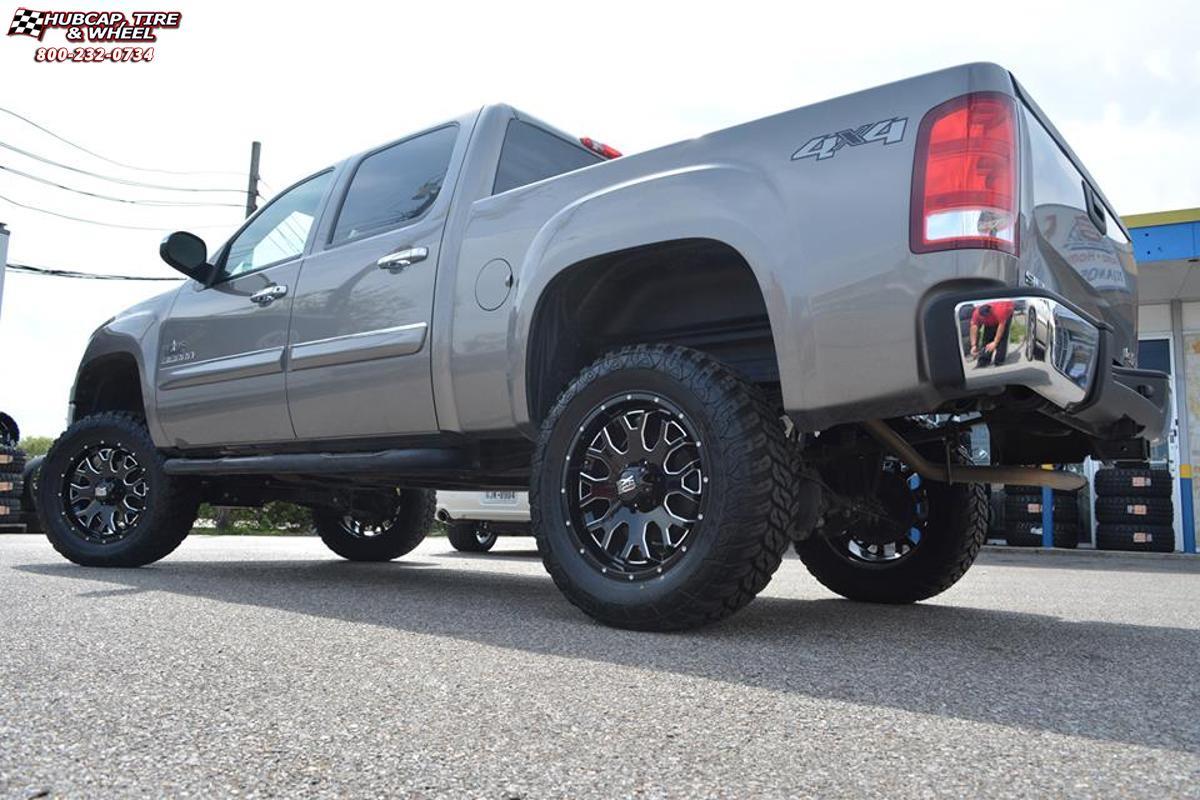 vehicle gallery/gmc sierra xd series xd808 menace x  Gloss Black Milled wheels and rims