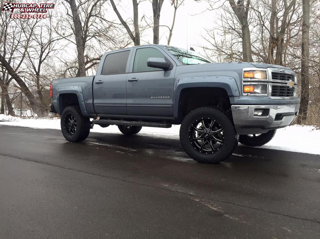 vehicle gallery/chevrolet silverado 1500 moto metal mo970  Satin Black Milled wheels and rims