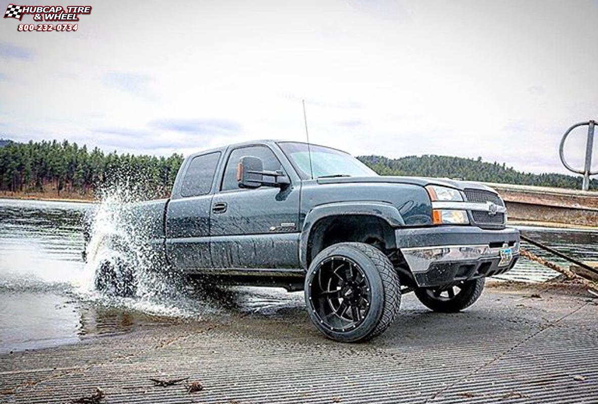 vehicle gallery/chevrolet silverado 1500 moto metal mo962  Gloss Black & Milled wheels and rims