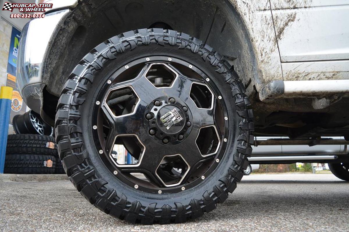 vehicle gallery/ram 3500 xd series xd815 battalion  Gloss Black Milled wheels and rims