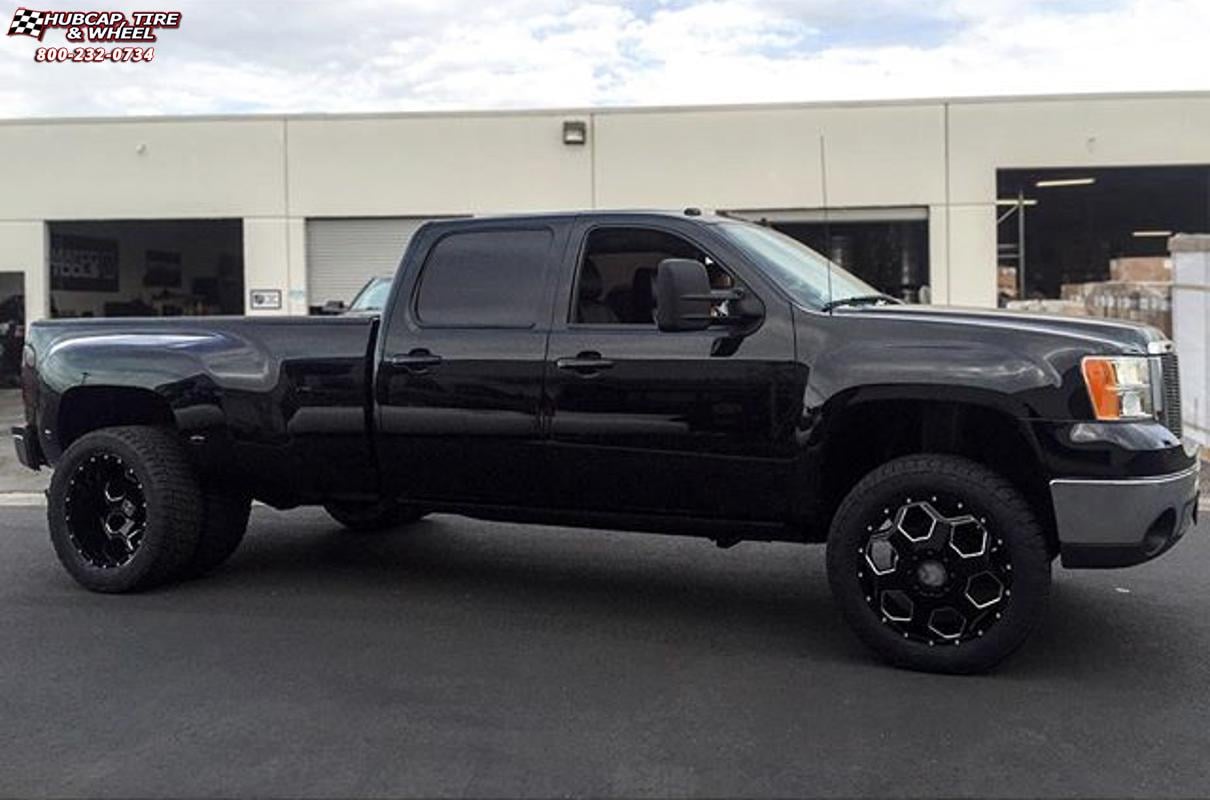 vehicle gallery/gmc sierra 3500 xd series xd813 battalion  Gloss Black Milled wheels and rims
