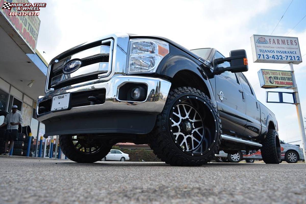 vehicle gallery/ford f 250 xd series xd820 grenade  Satin Black Machined Face wheels and rims