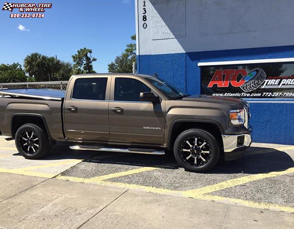 vehicle gallery/chevrolet silverado 1500 moto metal mo970  Gloss Black Machined Face wheels and rims