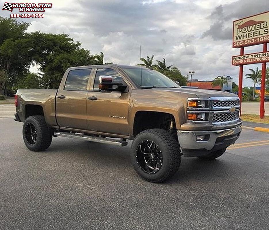 vehicle gallery/chevrolet silverado 1500 moto metal mo962  Gloss Black & Milled wheels and rims