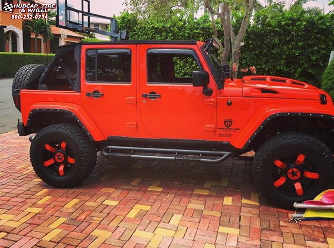 vehicle gallery/jeep wrangler xd series xd811 rockstar 2  Satin Black Red Inserts wheels and rims