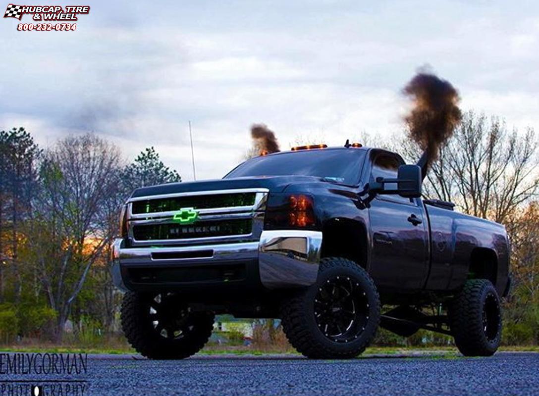 vehicle gallery/chevrolet silverado 1500 moto metal mo962  Satin Black & Milled wheels and rims