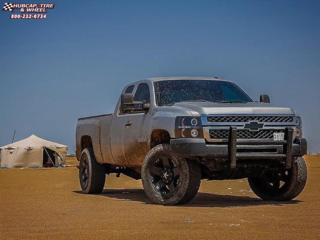 vehicle gallery/chevrolet silverado 1500 hd xd series xd775 rockstar x  Matte Black wheels and rims
