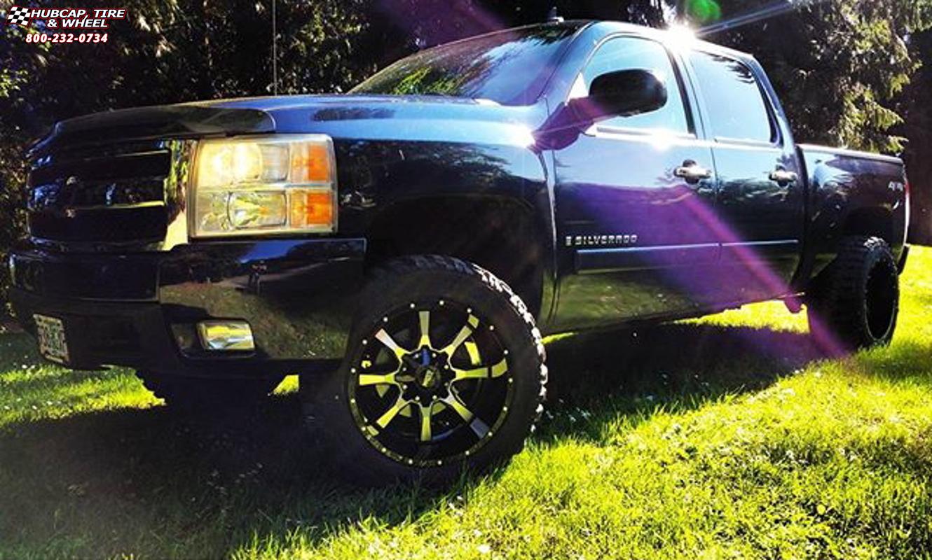 vehicle gallery/chevrolet silverado 1500 moto metal mo970  Gloss Black Machined Face wheels and rims