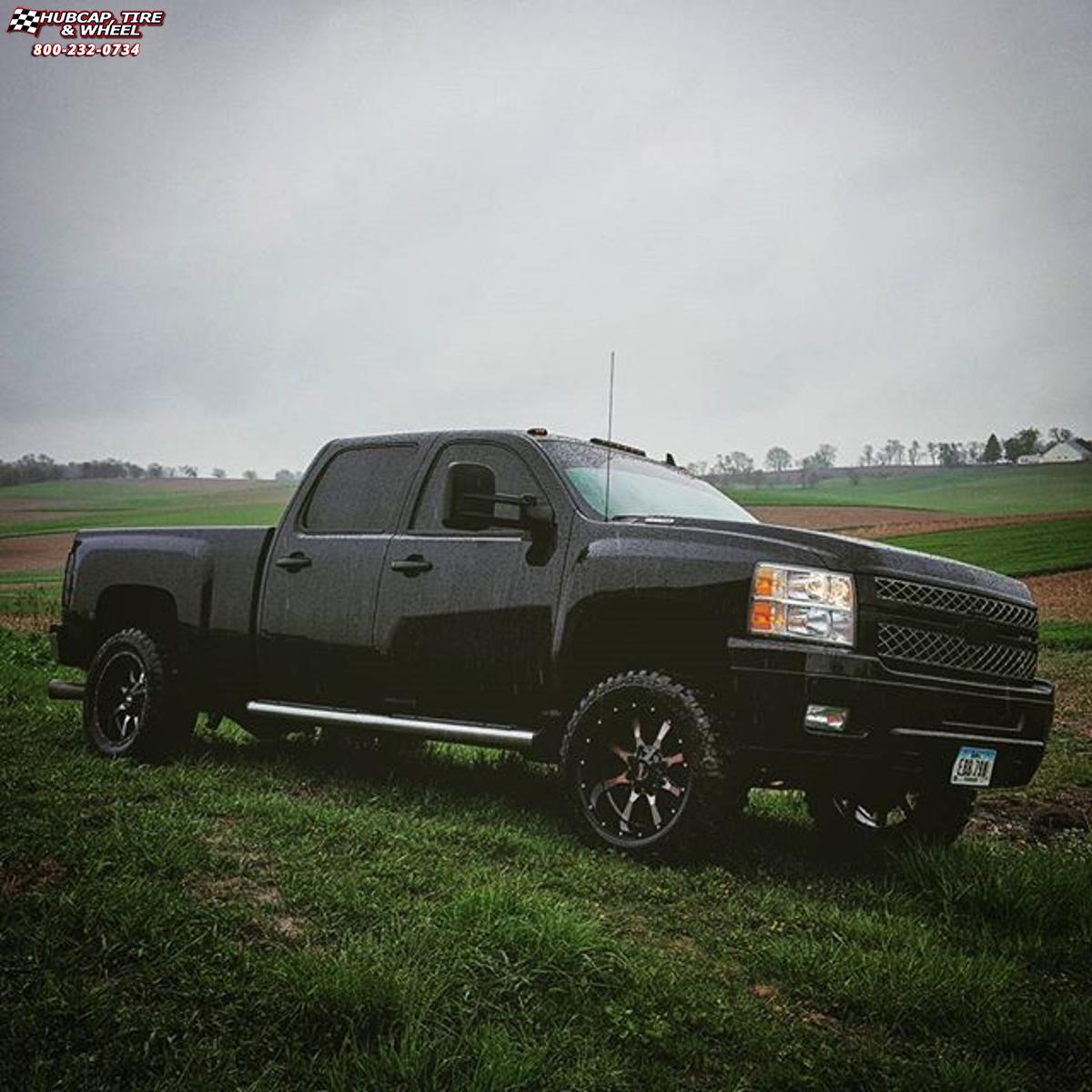 vehicle gallery/chevrolet silverado 1500 moto metal mo970  Gloss Black Machined Face wheels and rims