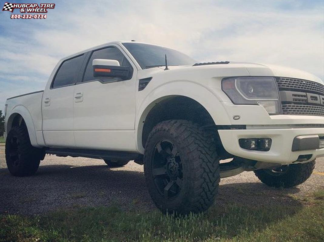 vehicle gallery/ford f 150 raptor xd series xd811 rockstar 2  Satin Black and Black Inserts wheels and rims