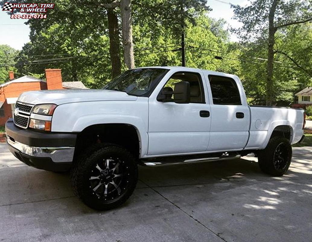 vehicle gallery/chevrolet silverado 1500 moto metal mo970  Gloss Black Machined Face wheels and rims