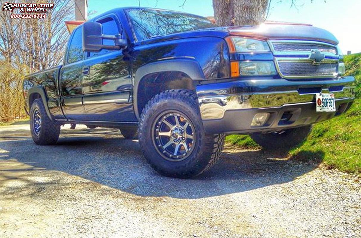 vehicle gallery/chevrolet silverado 1500 xd series xd798 addict  Matte Black Machined wheels and rims