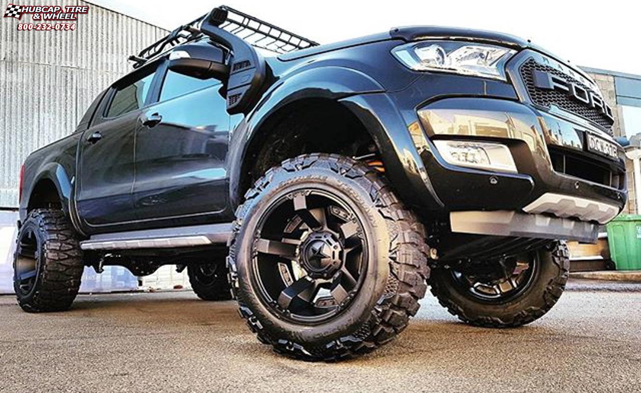 vehicle gallery/ford ranger wildtrak xd series xd811 rockstar 2 Satin Black and Black Inserts wheels and rims