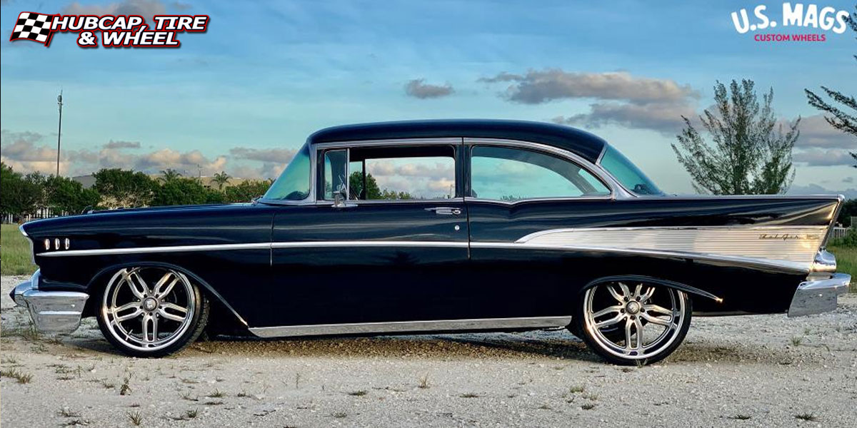 1953 chevrolet bel air us mags u130 bullet matte gunmetal milled 20x95 custom aftermarket  Matte Gunmetal Milled wheels and rims