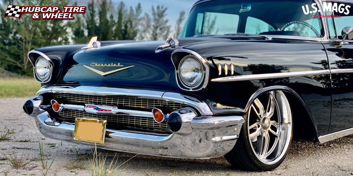 1953 chevrolet bel air us mags u130 bullet matte gunmetal milled 20x95 custom aftermarket  Matte Gunmetal Milled wheels and rims