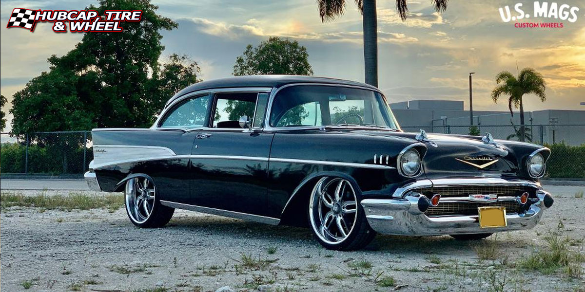 1953 chevrolet bel air us mags u130 bullet matte gunmetal milled 20x95 custom aftermarket  Matte Gunmetal Milled wheels and rims