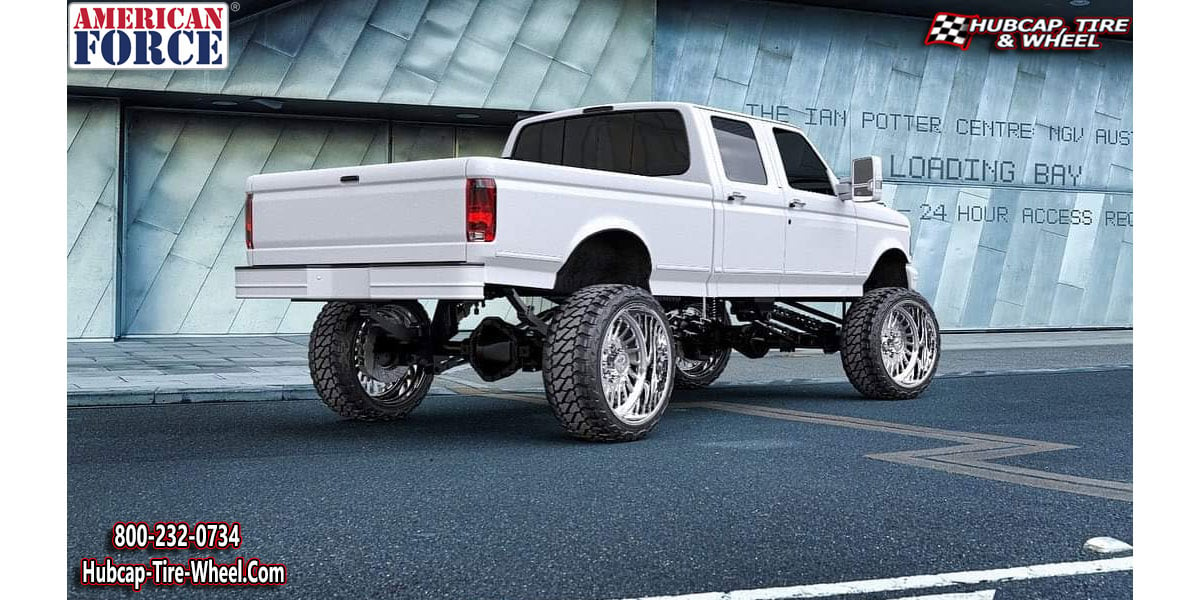1999 ford f 250 super duty american force no2 sabre ss8 mirror finish polished 24x14 aftermarket custom rims wheels.html Polished wheels and rims