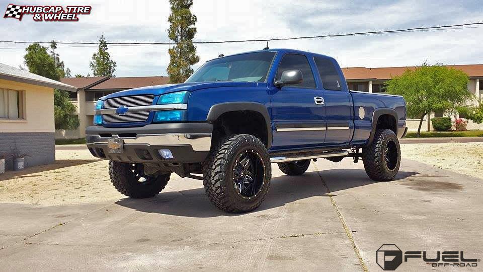 vehicle gallery/chevrolet silverado fuel full blown d554 20X12  Gloss Black Milled wheels and rims
