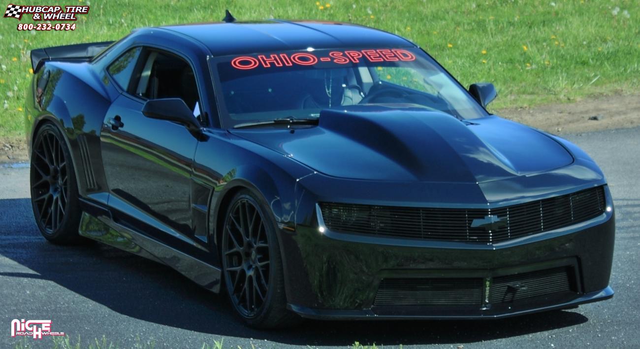 vehicle gallery/chevrolet camaro niche circuit m110 22x9  Satin Black wheels and rims
