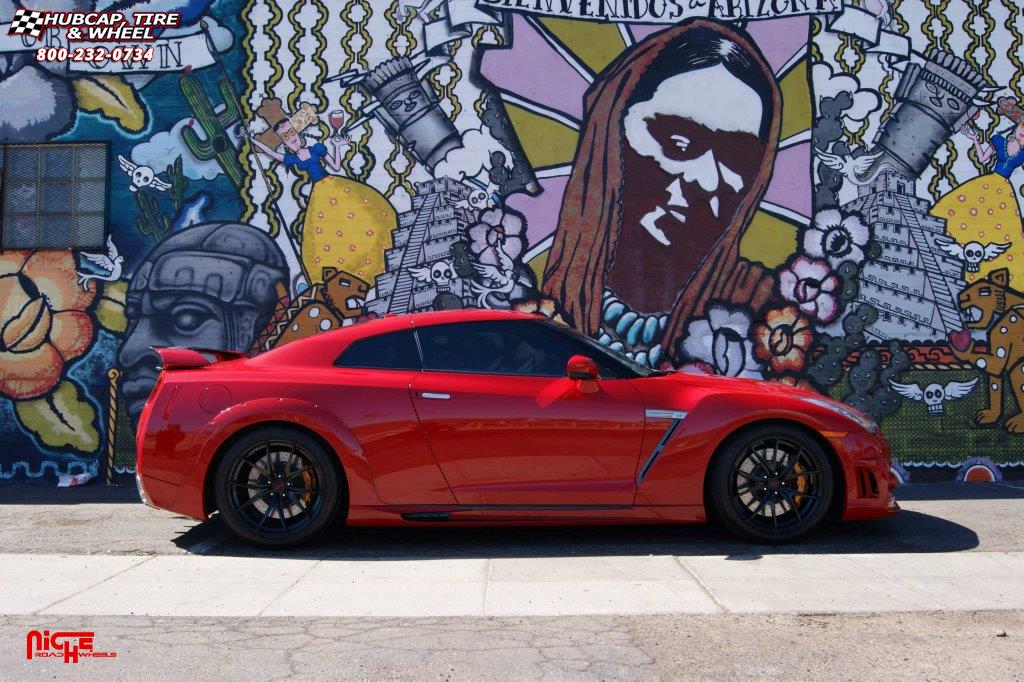 vehicle gallery/nissan gt r niche targa 20x95  Brushed-Matte DDT Face | Matte Black Windows | Brushed Gloss DDT Lip wheels and rims