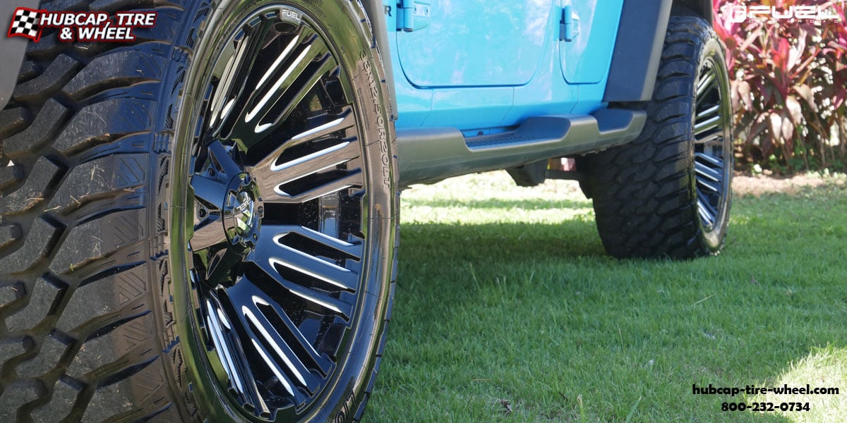 vehicle gallery/2012 jeep wrangler fuel d649 schism gloss black milled 20x10 custom aftermarket truck  Gloss Black & MIlled wheels and rims