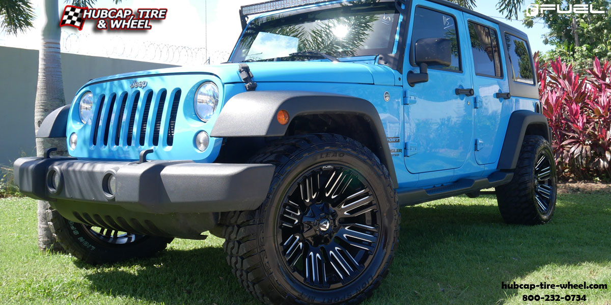 vehicle gallery/2012 jeep wrangler fuel d649 schism gloss black milled 20x10 custom aftermarket truck  Gloss Black & MIlled wheels and rims