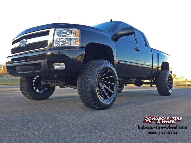 vehicle gallery/chevrolet silverado 1500 xd series xd834 cyclone  Satin Black Milled wheels and rims