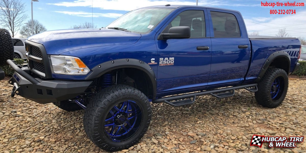 vehicle gallery/2016 dodge ram 2500 mo992 folsom gloss black blue milling 20x10 custom aftermarket truck  Gloss Black w/ Blue Milling wheels and rims