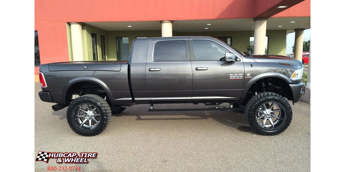 vehicle gallery/2016 dodge ram 2500 fuel d247 rampage chrome center gloss black lip 24x10 custom aftermarket  Chrome w/ Gloss Black Lip wheels and rims