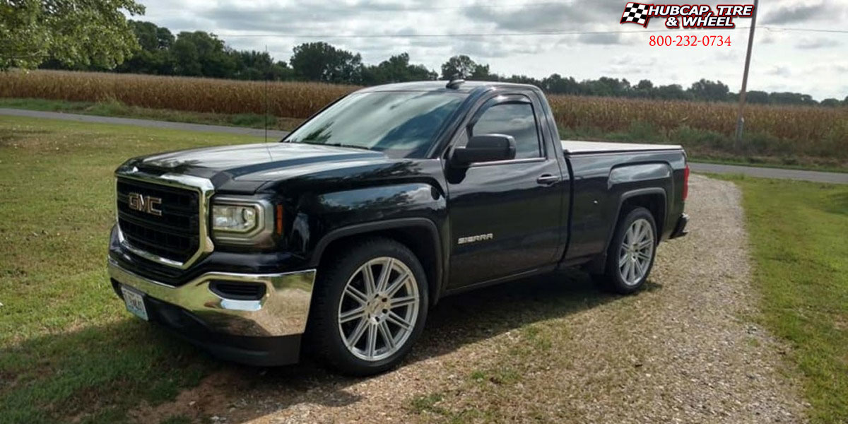 vehicle gallery/2016 gmc sierra kmc km707 channel brushed silver 24x95 custom aftermarket  Brushed Silver wheels and rims