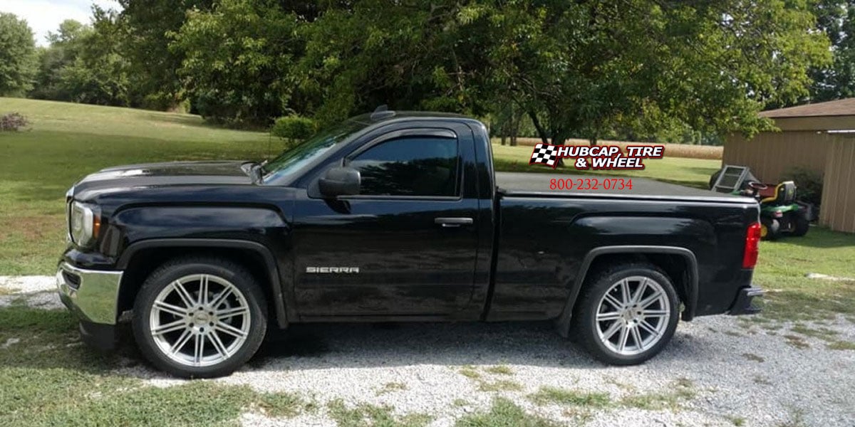 vehicle gallery/2016 gmc sierra kmc km707 channel brushed silver 24x95 custom aftermarket  Brushed Silver wheels and rims