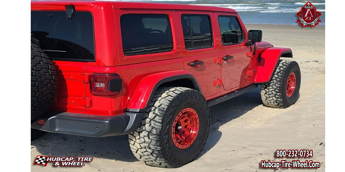 2016 jeep rubicon axe off road chaos candy red 17x9 custom wheels aftermarket rims.html Candy Red wheels and rims