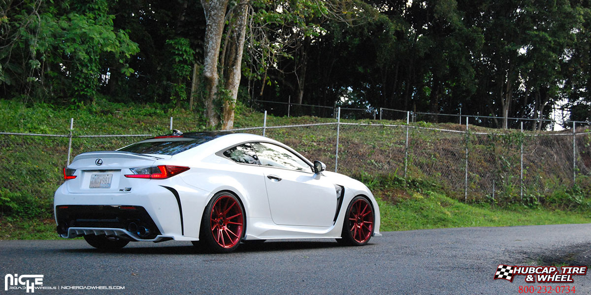 vehicle gallery/2016 lexus rcf niche m152 vicenza gloss red 20x9 custom aftermarket  Gloss Red wheels and rims