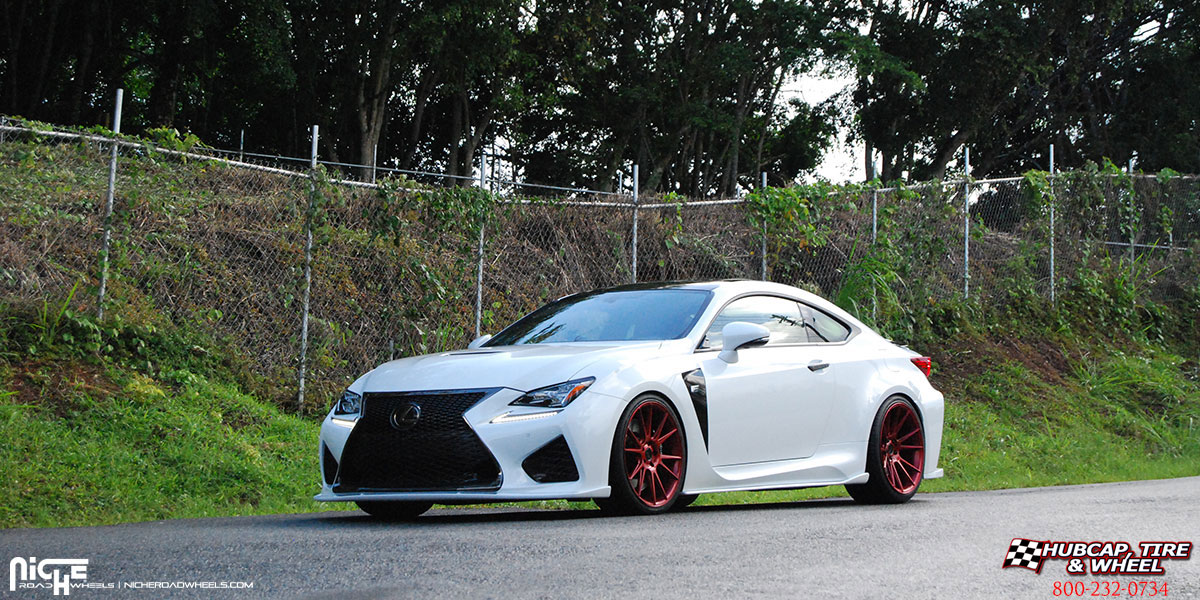 vehicle gallery/2016 lexus rcf niche m152 vicenza gloss red 20x9 custom aftermarket  Gloss Red wheels and rims