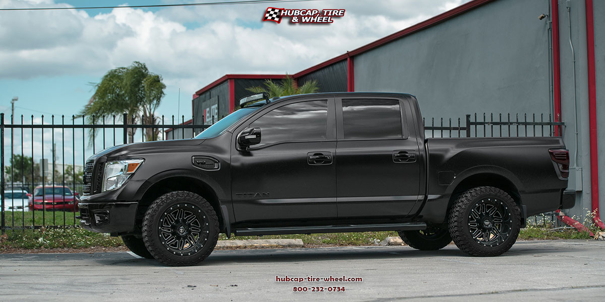 vehicle gallery/2016 nissan titan xf 201 matte black milled 18x9 custom aftermarket truck  Matte Black Milled wheels and rims