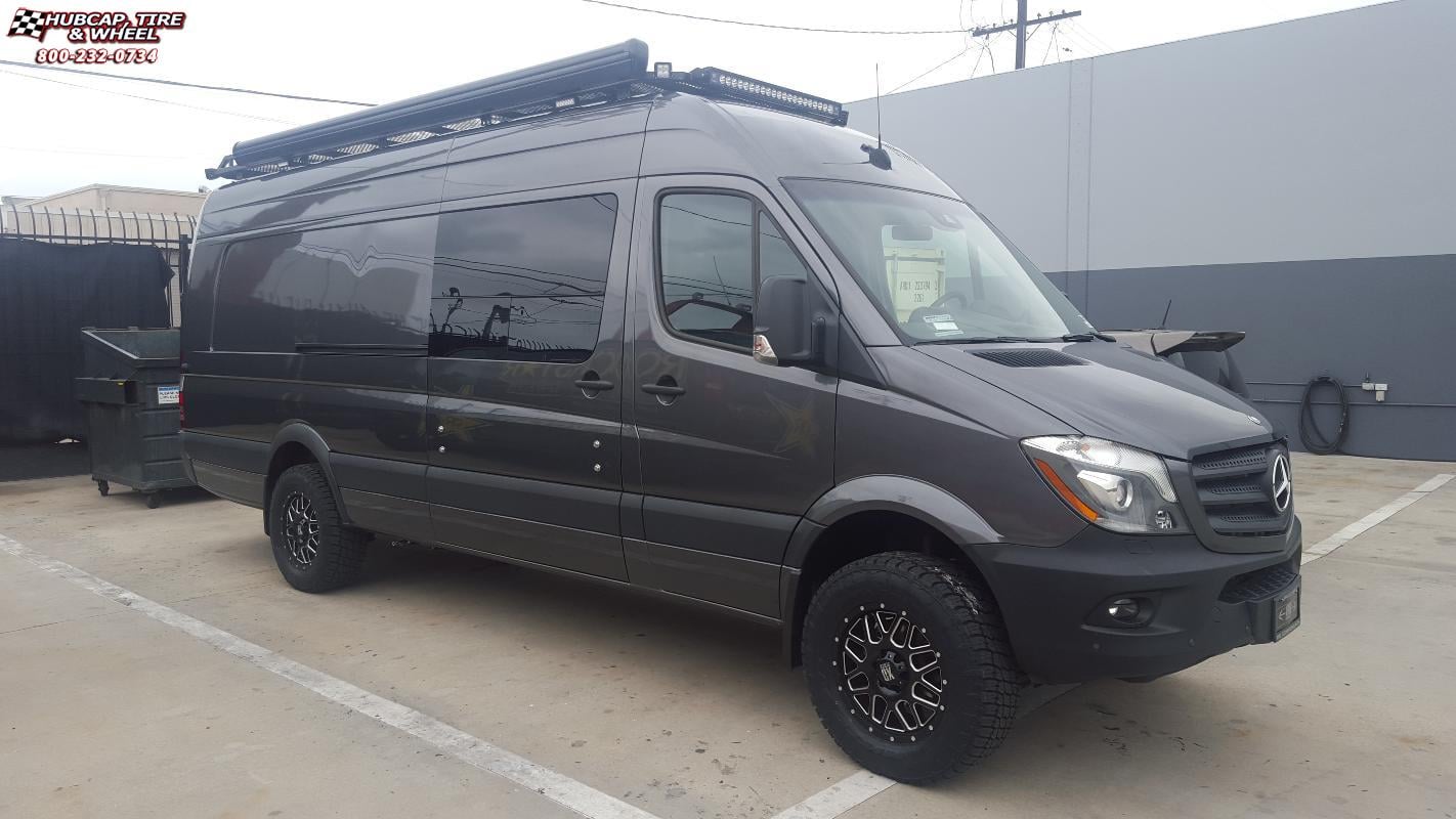 vehicle gallery/mercedes benz sprinter van xd series xd820 grenade 18x8  Satin Black Milled wheels and rims