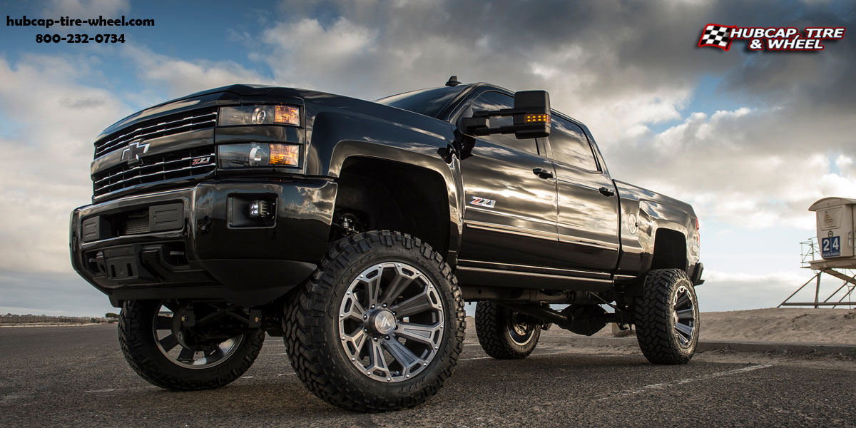 vehicle gallery/2017 chevrolet silverado 2500 hd asanti offroad ab813 cleaver titanium brushed 22x10 custom aftermarket truck  Titanium Brushed wheels and rims