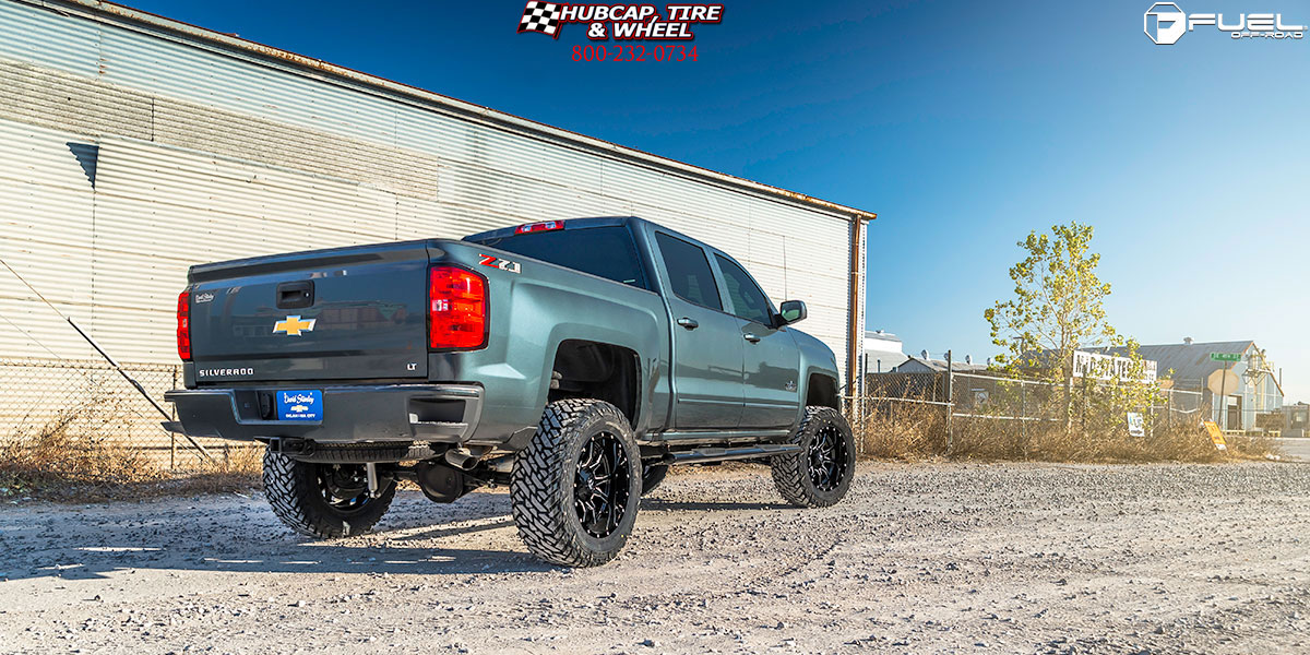 vehicle gallery/2017 chevrolet silverado fuel d627 vandal gloss black milled 20x9 custom aftermarket  Gloss Black Milled wheels and rims