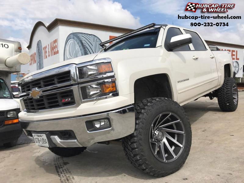 vehicle gallery/chevrolet silverado 1500 xd series xd834 cyclone  Satin Gray Milled wheels and rims