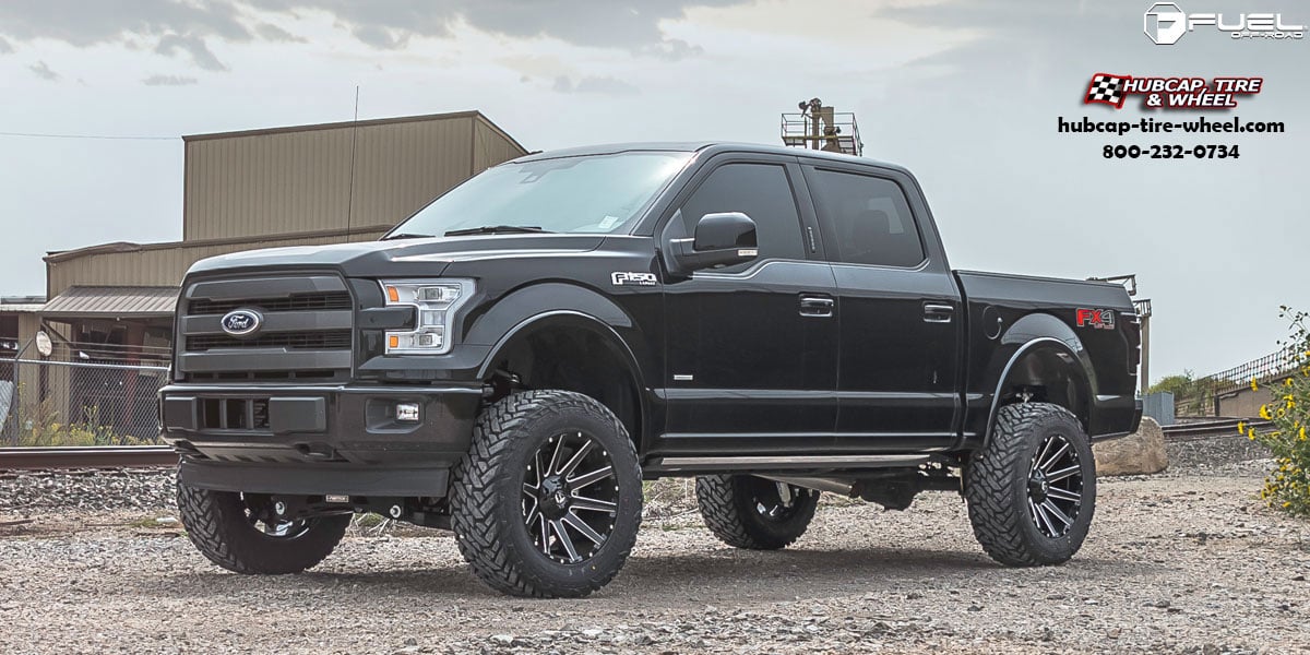 vehicle gallery/ford f 150 fuel contra d615 20x9  Gloss Black Milled wheels and rims