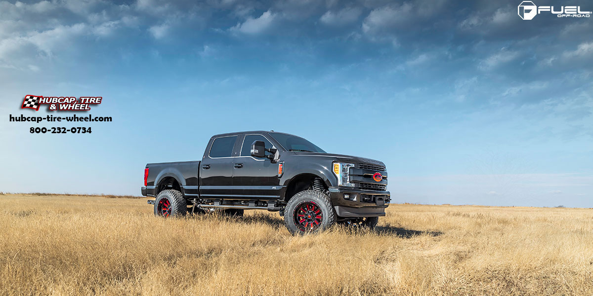 vehicle gallery/ford f 250 super duty fuel hardline d621 20x10  Gloss Black w/ Red Accents wheels and rims