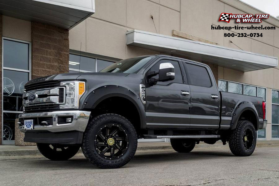 vehicle gallery/ford f 250 super duty moto metal mo979 buckshot  Satin Black w/ Gunmetal Inserts wheels and rims