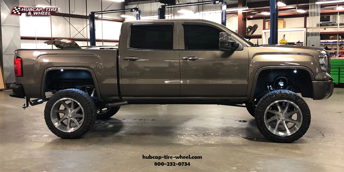 vehicle gallery/2017 gmc sierra asanti offroad ab814 windmill titanium brushed 22x12 custom aftermarket truck  Titanium Brushed wheels and rims