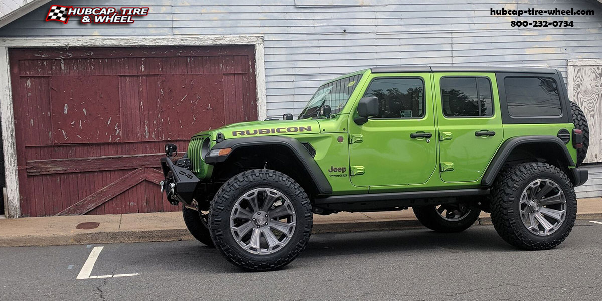 vehicle gallery/2017 jeep rubicon jlu asanti offroad ab813 cleaver titanium brushed 22x10 custom aftermarket truck  Titanium Brushed wheels and rims