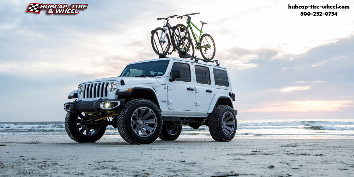 vehicle gallery/2017 jeep wrangler asanti offroad ab813 cleaver titanium brushed 22x10 custom aftermarket truck  Titanium Brushed wheels and rims