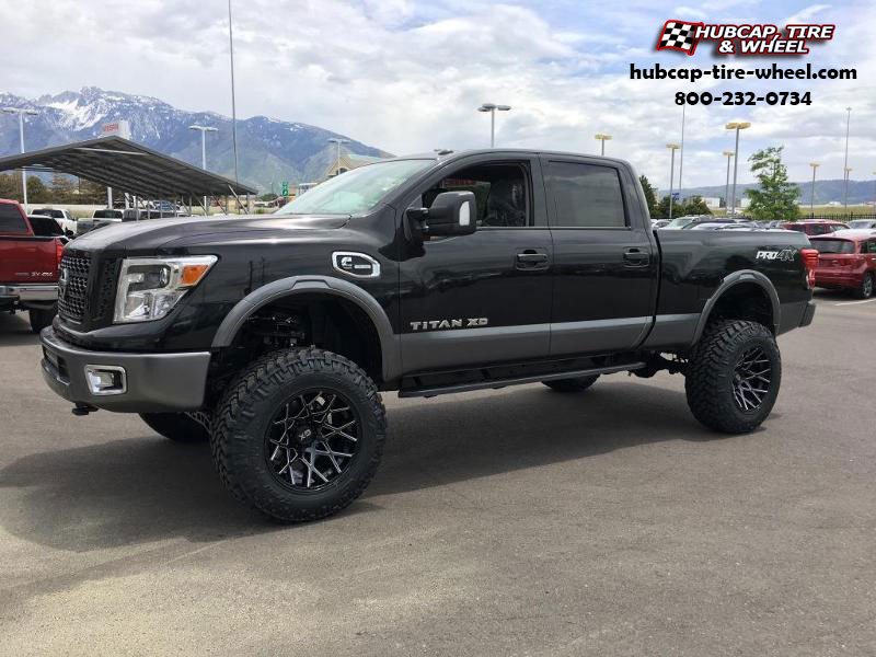 vehicle gallery/nissan titan xd series xd831 fusion  Gloss Black Milled wheels and rims