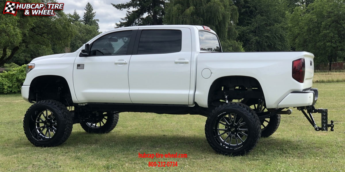 vehicle gallery/2017 toyota tundra mo401 gloss black milled 20x10 custom aftermarket truck  Gloss Black Milled Center w/ Chrome Lip wheels and rims