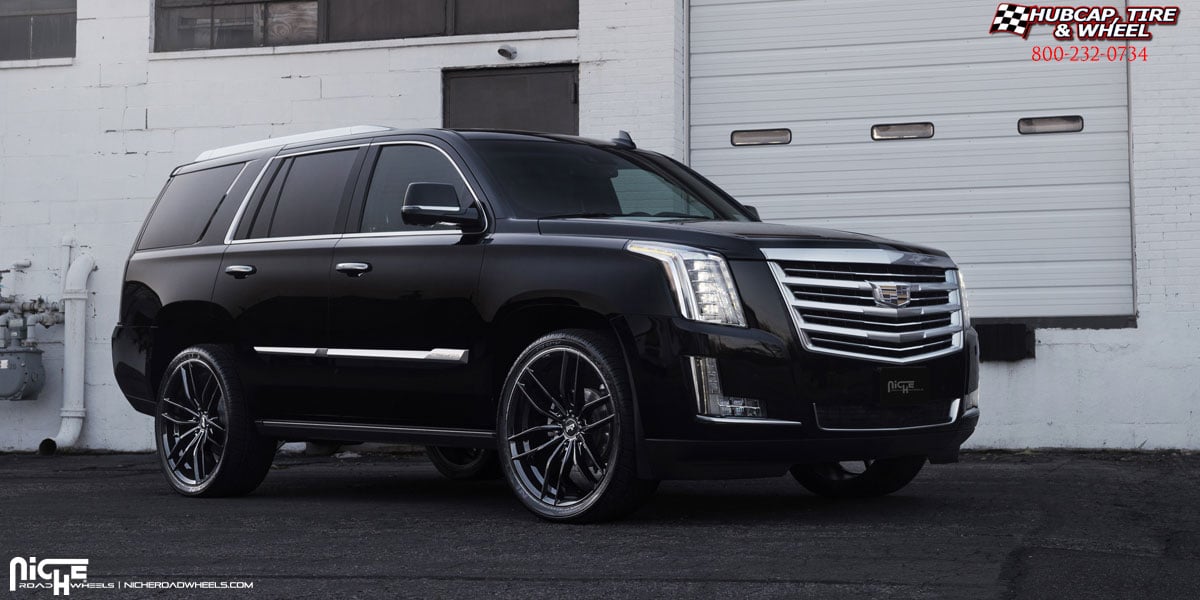 vehicle gallery/2018 cadillac escalade niche m209 vosso gloss black 24x95 custom aftermarket  Gloss Black wheels and rims